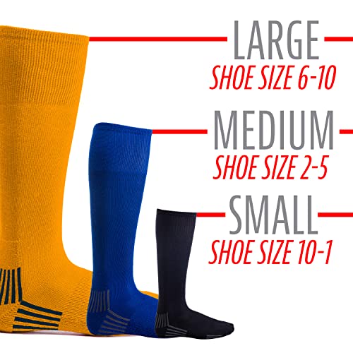 Youth Baseball & Softball Socks - Tall Sports Socks - Small Yellow/Orange