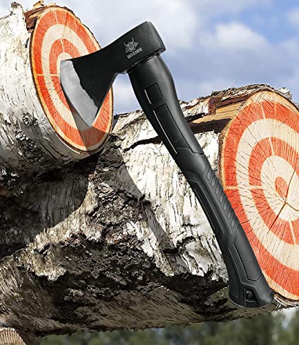 WICING Throwing Axe - 3 Pack, 15in High-Carbon Steel Hatchets with Fiberglass Handle