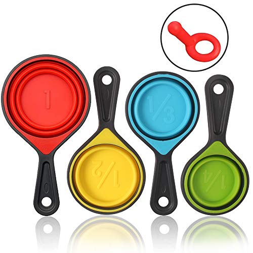 Collapsible Silicone Measuring Cups & Spoons Set - Blue, 8 Piece