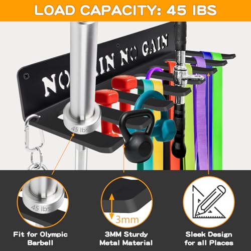 Heavy-Duty Wall-Mounted Gym Rack - NO PAIN NO GAIN Organizer