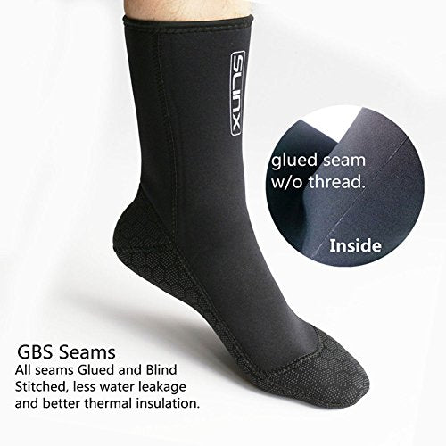 Skyone 3mm Neoprene Water Fin Socks for Diving & Snorkeling - Medium Black