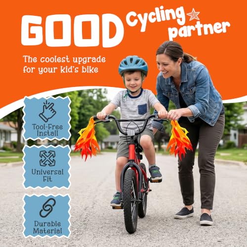 10-Inch Flame Bike Streamers for Kids - Vibrant Handlebar Decor