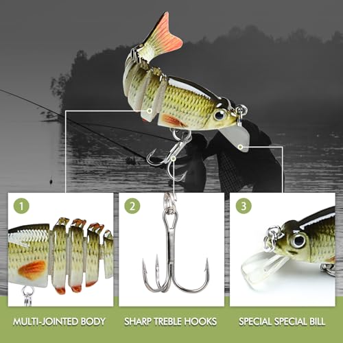 6-Segment Mini Fishing Lures with Rattle for Bass, Trout & More