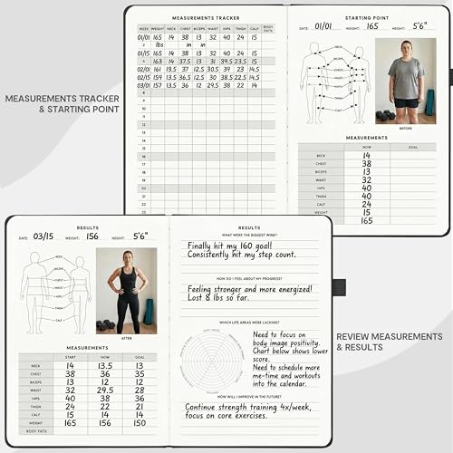 Fitness Journal with Daily Diet Tracker & Exercise Log - Bold Black