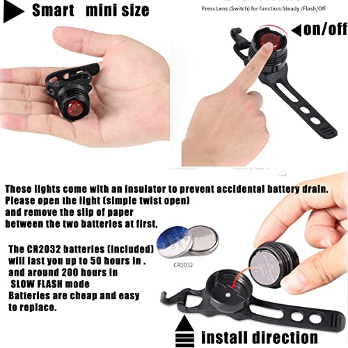 Mini LED Bicycle Tail Light Set - 2PCS with 180° Visibility - Type-1