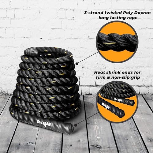 Yes4All 1.5 Inch Battle Rope No Cover - 30ft Professional Strength Training Rope