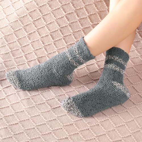 Cozy Fluffy Fuzzy Socks for Women - 3 Pairs Winter Slipper Socks