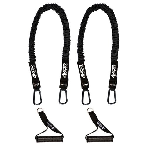 Resistance Cords - Shoulder and Core Resistance Bands - Perfect for Dynamic Warmups and Rehab - Deluxe Pair of 2 Black 40lbs Cords and 2 Universal Handles - 4KOR Fitness