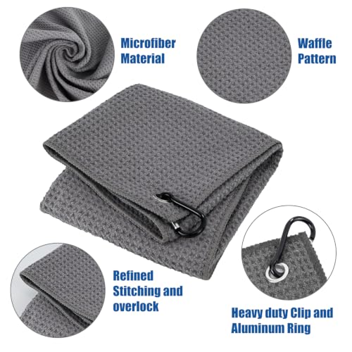 Waffle Microfiber Golf Towels with Carabiner Clip - 3 Pack - Multicolor