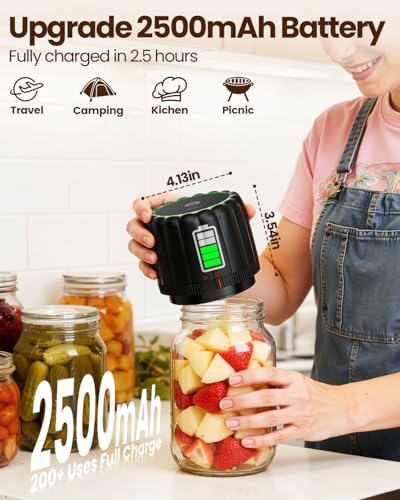 Electric Mason Jar Vacuum Sealer Kit with Wide & Regular Lids