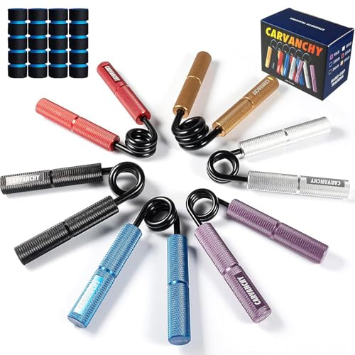 6-Pack Grip Strength Trainer Set - 50-350LB Resistance, Metal, Purple/Silver/Blue/Red/Black/Gold