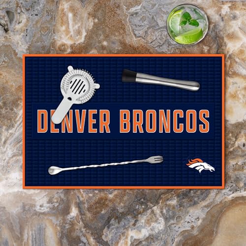 Denver Broncos NFL 12x18 PVC Heavy Duty Bar Mat - Home & Kitchen Decor