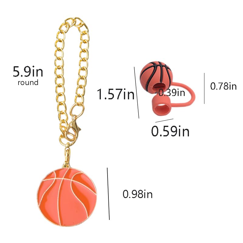 Basketball Straw Toppers - 2pcs Charm Covers for Stanley Cup