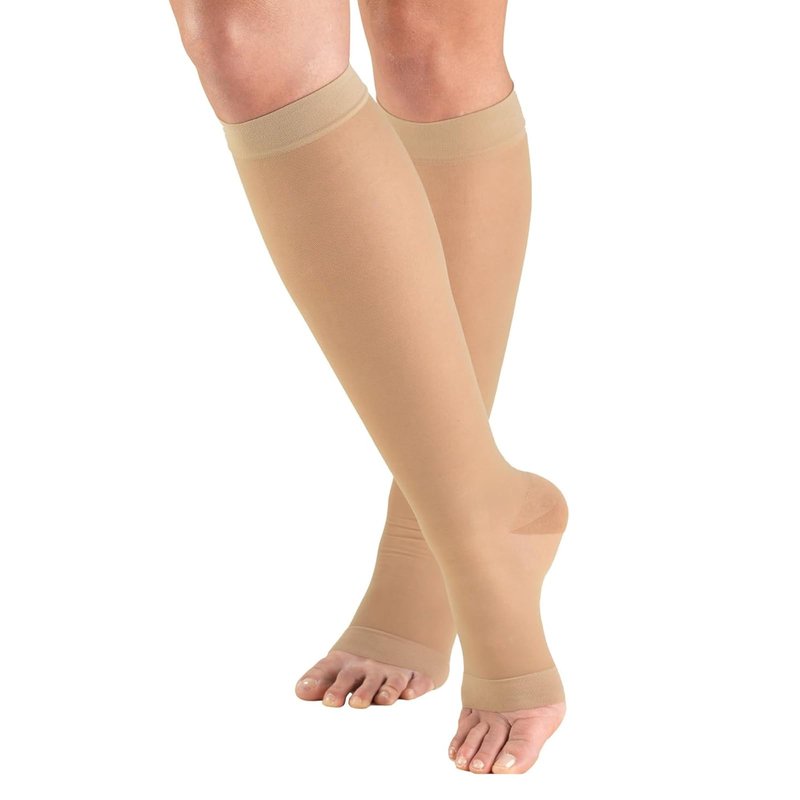 15- 20 mmhg Compression Stockings for Women & Men , Knee High Graduated Open Toe Compression Socks for Varicose Veins, Swelling, Edema, Travel & Flight