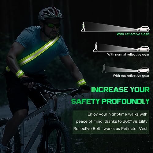 High Visibility Reflective Sash with 2 Armbands for Safety Walking & Running