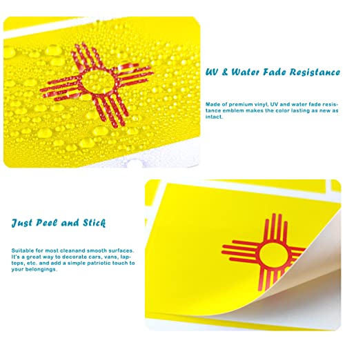 QQSD New Mexico Flag Sticker Decal in Multiple Sizes, 3 Pack, 11.7 x 8.3 Inches