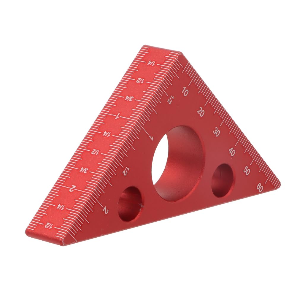 KETIPED Aluminum 45/90 Degree Layout Thickened Triangle Ruler,Imperial and Metric Scales Isosceles Right Triangular high-Precision Measuring Ruler,Square Measuring Tool for Woodworking,MG-045R