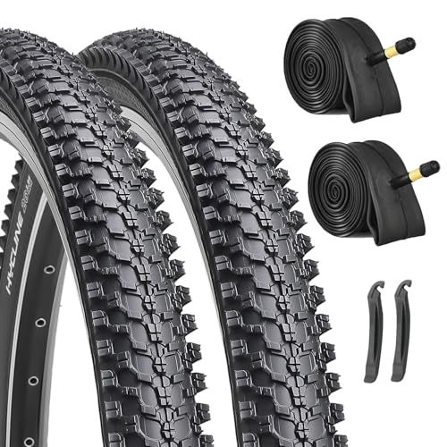 26x1.95 Mountain Bike Tires Set - Replacement with Inner Tubes & Levers