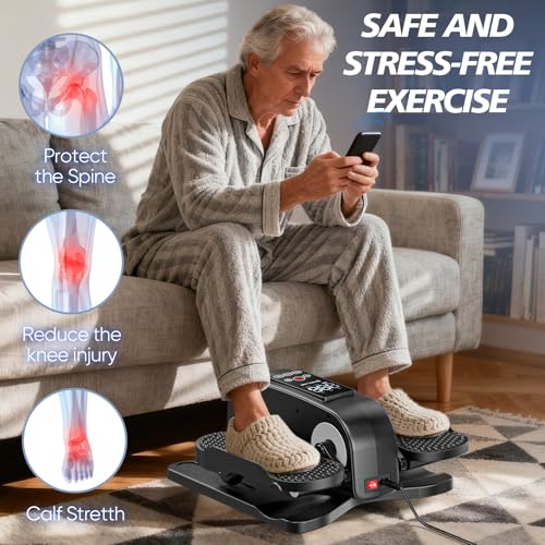 Portable Under Desk Elliptical Machine - Quiet Electric Pedal Exerciser for Seniors