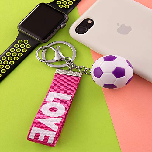 Football Keychain for Boys - Eco-Friendly Zinc Alloy - Rose Red