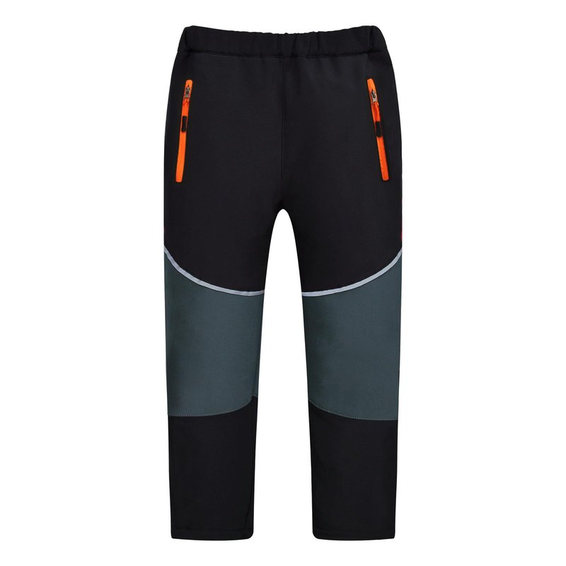 MEILONGER Boys Girls Softshell Skiing Snow Hiking Pants Fleece Lined Kids Waterproof Outdoor Trousers Bottoms(Black Gray,14)