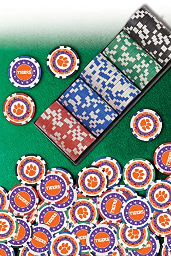 100-Piece Casino Style Poker Chips - Clemson Tigers Colors