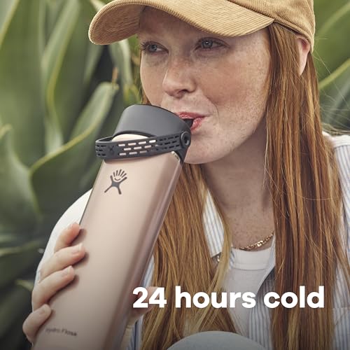 Hydro Flask 24 Oz Obsidian Insulated Stainless Steel Water Bottle with Wide Straw Lid