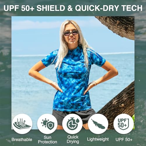 Kanu Surf Women's Breeze II Rash Guard XL Sydney Blue - Quick Dry, UPF 50+ Sun Protection