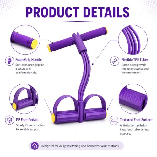 Pedal Resistance Bands with Handles - 6-Tube for Full-Body Workouts