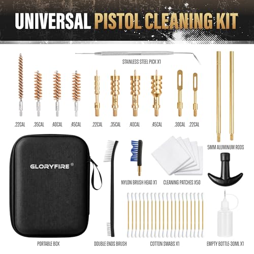 Gun Cleaning Kit for Pistols with Compact Case - Pro Charcoal