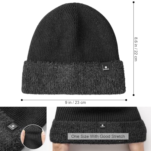 Soft Knitted Cuffed Beanie Hat with Warm Lining - Navy
