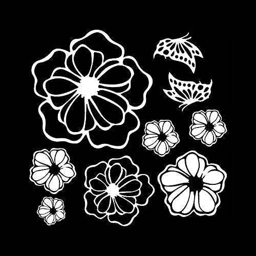 5 Sheets White Flower Wall Stickers, DIY Butterfly Wall Decals Art for Bedroom Sofa Background, Different Sizes and Shapes Stickers, Offices Living Room Classroom Home Decoration (White Flower)