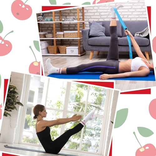 Non-Slip Pilates Yoga Socks for Women with Grips - Red Cherry