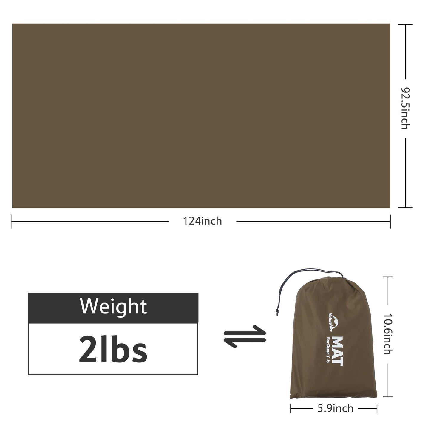 Naturehike Dune 2-4 Person Tent Footprint,Waterproof Wear-Resistant Groundsheet Floor Mat