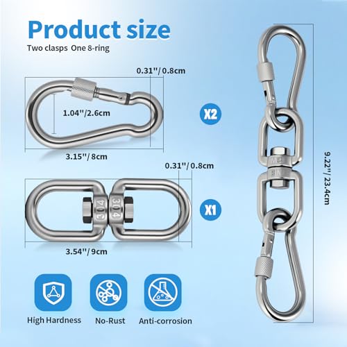 Heavy Duty 1200 lb Capacity Swivel Hooks - Silver / 8mm