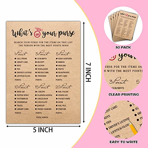 What's In Your Purse Bridal Shower Game Set - 30 Game Cards