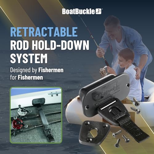 24-Inch Self-Retracting Fishing Rod Holder for Boats - Secure Tie Down
