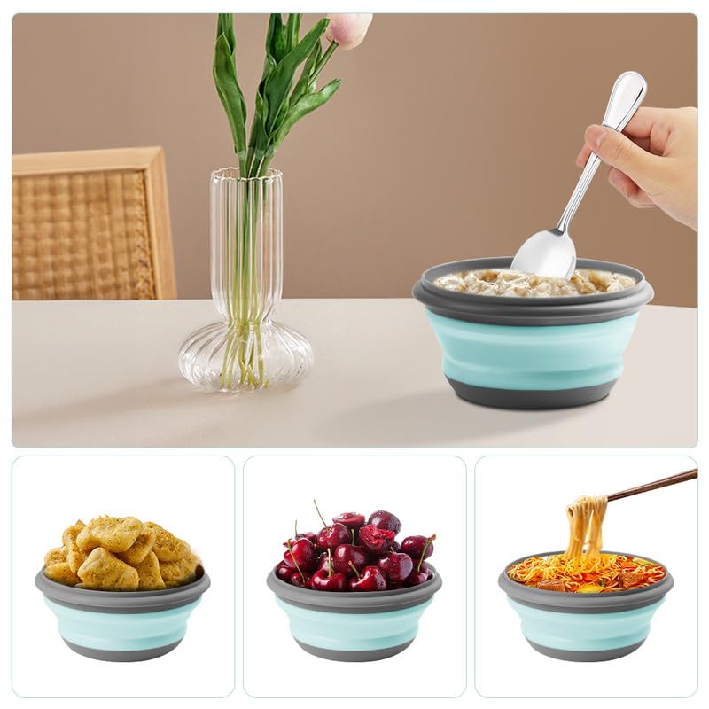 flintronic 3Pcs Collapsible Camping Bowl Sets, Portable Silicone with