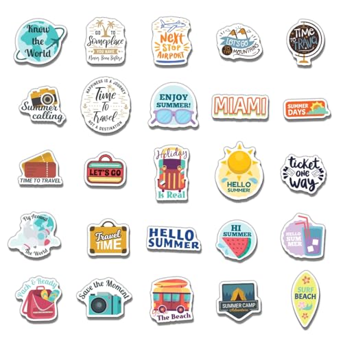 Pack 50 Pcs World Travel Stickers for Water Bottles Waterproof Laptop Luggage Helmet Computer Scrapbooking Teens Adults Girls Boys Funny Aesthetic Sticker Packs Small Vinyl Decals