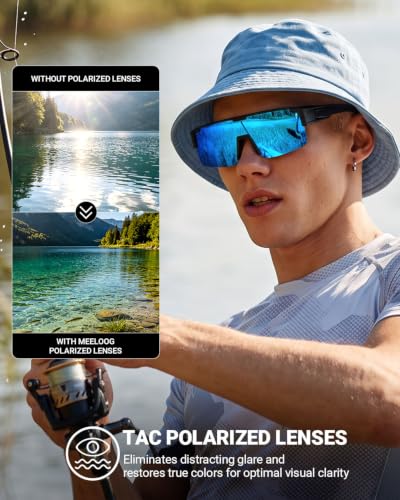 Polarized Fit Over Sunglasses for Men & Women - Black Frame/Blue Mirrored Lens