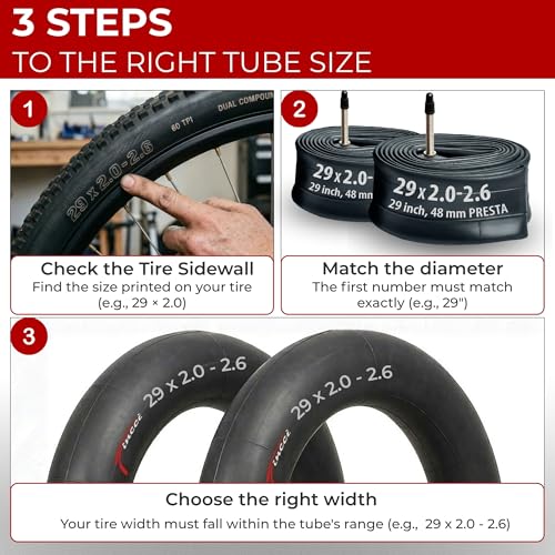 29 Inch Mountain Bike Tubes - Pack of 2, Black, Butyl Rubber