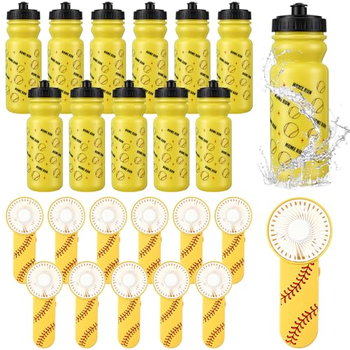VIHOSE 24-Pack 20 oz Softball Water Bottle and Handheld Fan Gift Set