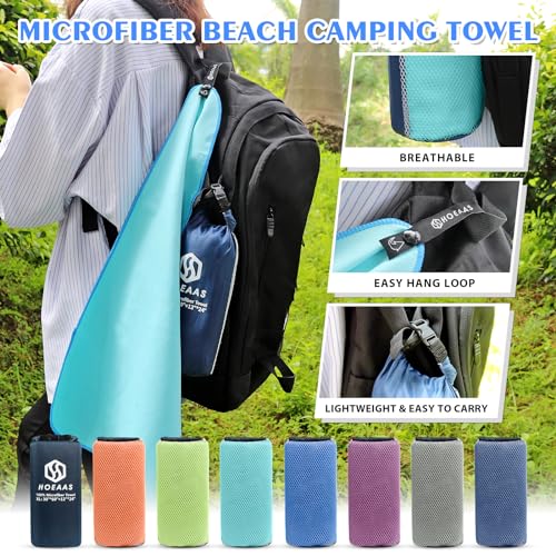 Microfiber Camping Towels - Quick Dry, Super Absorbent, 2 Pack - Mint, S: 32" x 16"