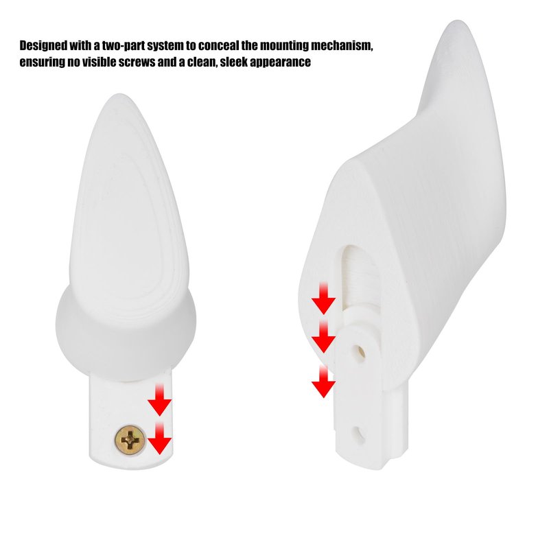 Zynoro Hidden Mounting Holder for Single Tennis Racket – 2 Pack White Wall Mount Hook with Simple and Stylish Appearance, Wall Mounted Racket Rack for Garage, Sports Equipment Organizer
