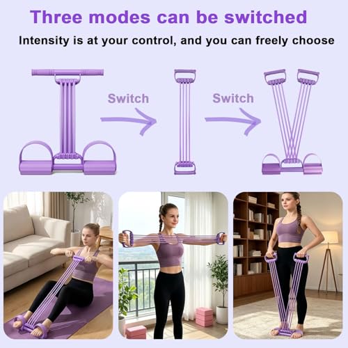 Adjustable Pedal Resistance Band with Handles - Purple