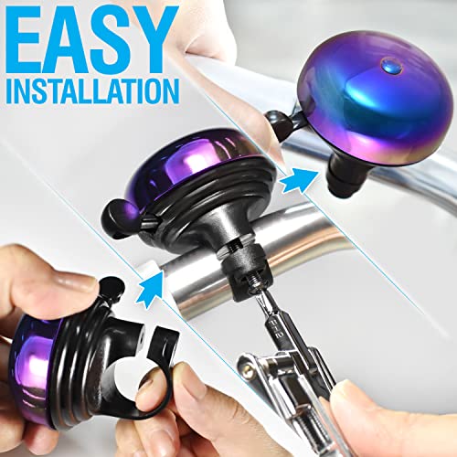 MARQUE Oil Slick Bicycle Bell for Adults & Kids Loud Crisp Ding Cycling Accessory