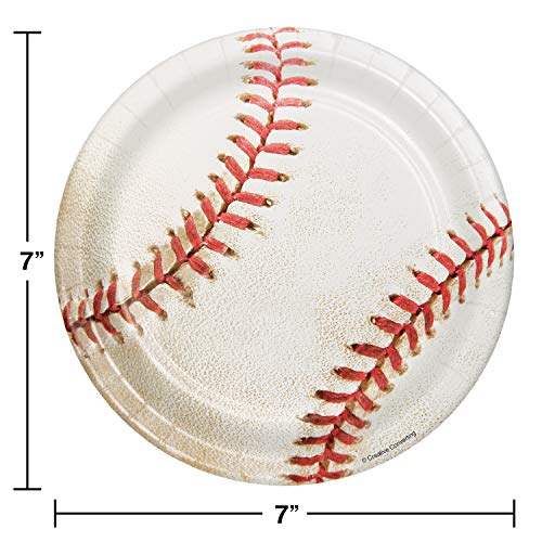 Creative Converting 8 Pack Sports Fanatic Baseball Paper Lunch Plates 7" - White