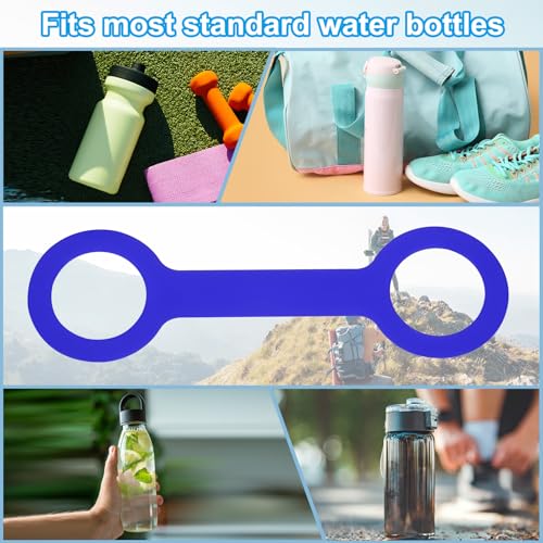 Water Bottle Holder Strap - Soft Silicone Grip for Running - Blue