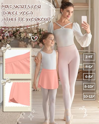 Girls Ballet Skirts 3 Pack Elastic Waist Mini Dance Skirts for Girls