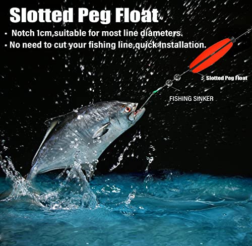 SEAOWL 2-Inch Slotted Peg Floats for Catfish & Santee Rig - 24 Pcs, Mix-2"